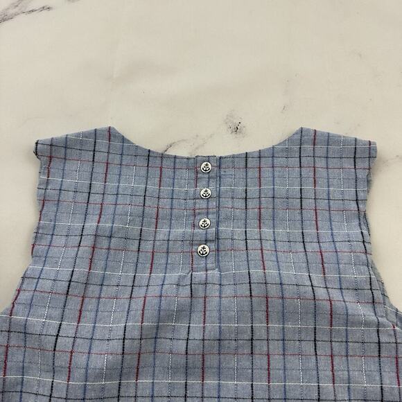 Modcloth Retro Scallop Trim Top Size S Blue Red Check Nautical Buttons Tank - Picture 8 of 11